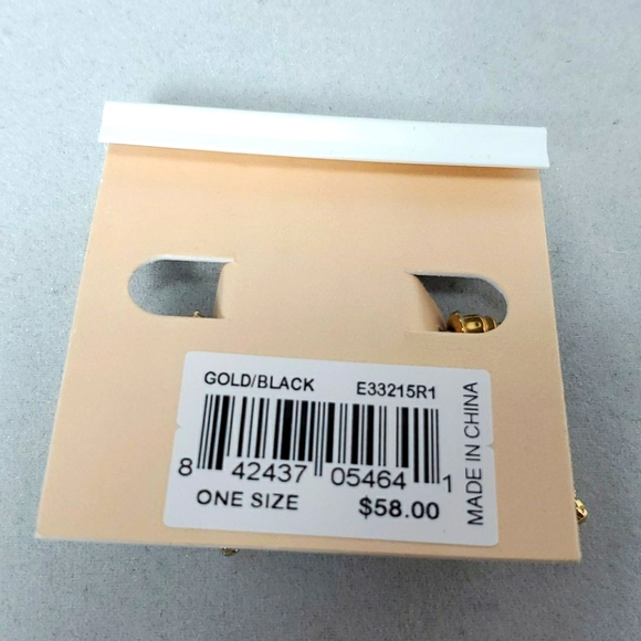 Rebecca Minkoff Super Nova Stone Hoops Earrings (Black) Earring - Picture 3 of 3